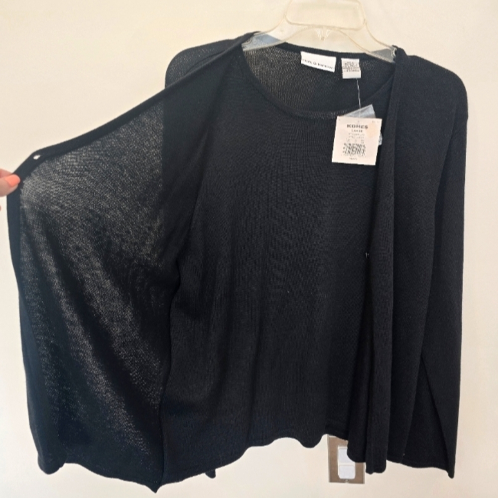 Croft & Barrow Women's Black Sweater With Attached Cardigan Size Large - Picture 2 of 6